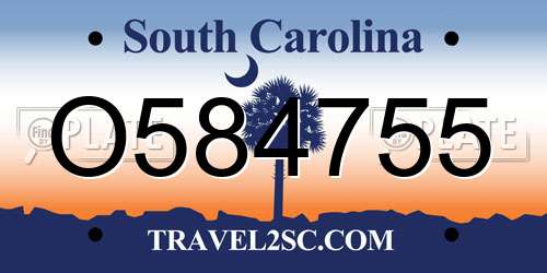 O584755 South Carolina License Plate