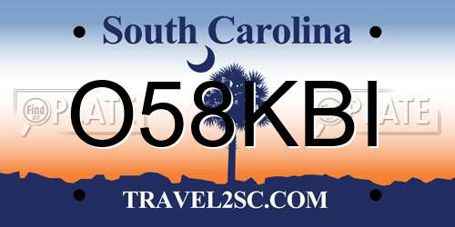 O58KBI South Carolina License Plate