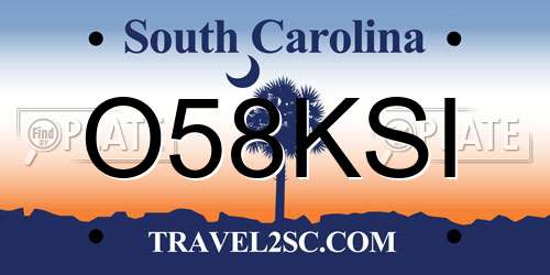 O58KSI South Carolina License Plate