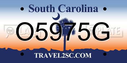 O5975G South Carolina License Plate