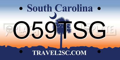 O59TSG South Carolina License Plate