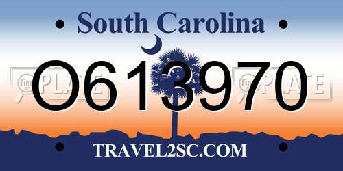 O613970 South Carolina License Plate