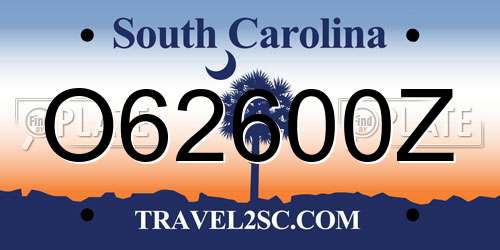 O62600Z South Carolina License Plate