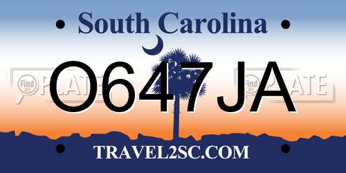 O647JA South Carolina License Plate