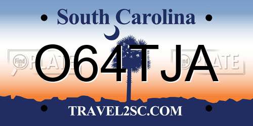 O64TJA South Carolina License Plate