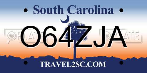 O64ZJA South Carolina License Plate