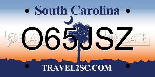 O65JSZ South Carolina License Plate