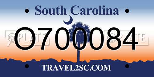 O700084 South Carolina License Plate