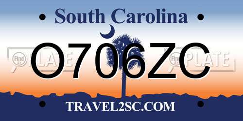 O706ZC South Carolina License Plate