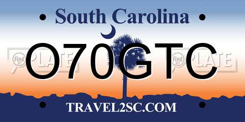 O70GTC South Carolina License Plate
