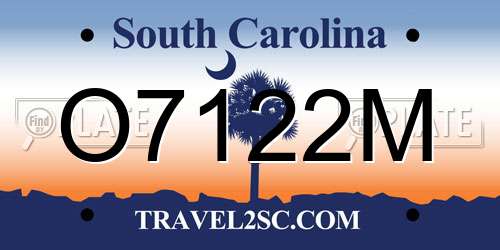 O7122M South Carolina License Plate