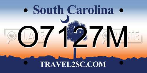 O7127M South Carolina License Plate
