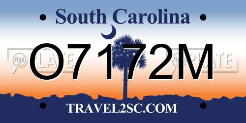 O7172M South Carolina License Plate