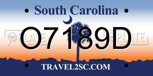 O7189D South Carolina License Plate