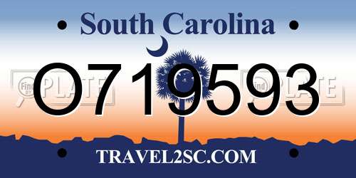 O719593 South Carolina License Plate