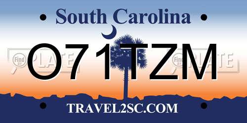 O71TZM South Carolina License Plate