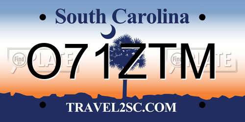 O71ZTM South Carolina License Plate