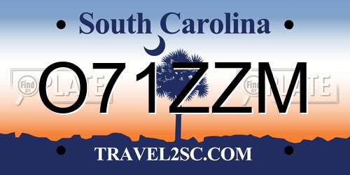 O71ZZM South Carolina License Plate