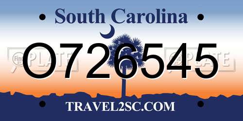 O726545 South Carolina License Plate