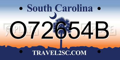 O72654B South Carolina License Plate
