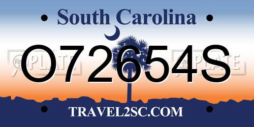 O72654S South Carolina License Plate