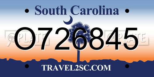 O726845 South Carolina License Plate