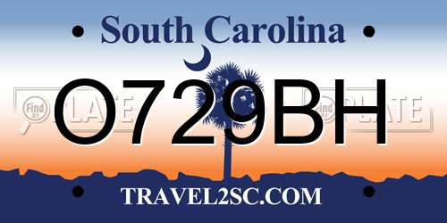 O729BH South Carolina License Plate