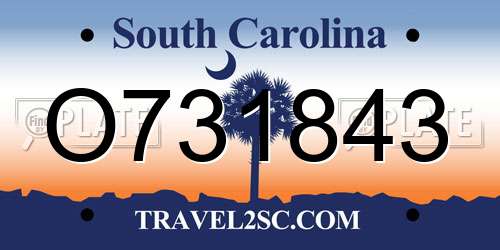 O731843 South Carolina License Plate