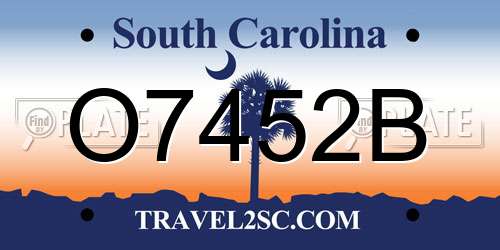 O7452B South Carolina License Plate