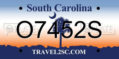 O7452S South Carolina License Plate