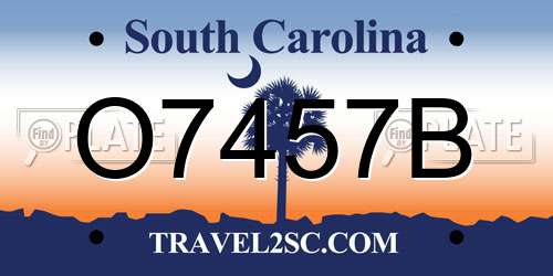O7457B South Carolina License Plate