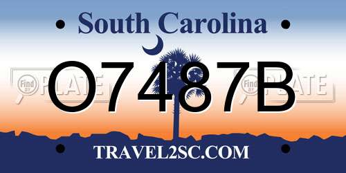 O7487B South Carolina License Plate