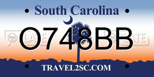 O748BB South Carolina License Plate
