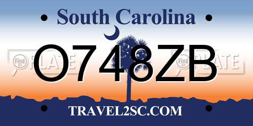 O748ZB South Carolina License Plate