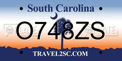 O748ZS South Carolina License Plate