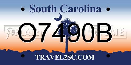 O7490B South Carolina License Plate