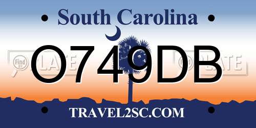 O749DB South Carolina License Plate