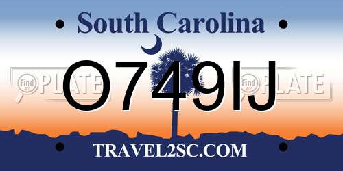 O749IJ South Carolina License Plate