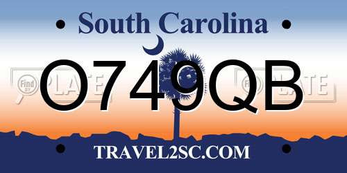 O749QB South Carolina License Plate