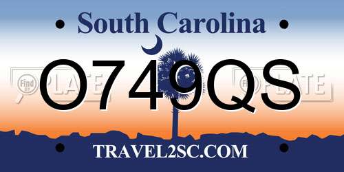 O749QS South Carolina License Plate