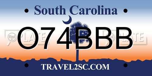 O74BBB South Carolina License Plate