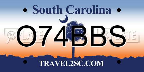 O74BBS South Carolina License Plate