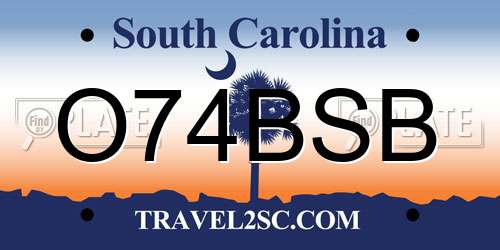 O74BSB South Carolina License Plate