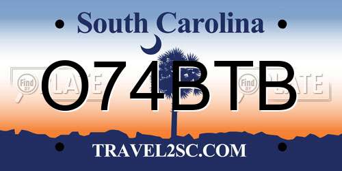 O74BTB South Carolina License Plate