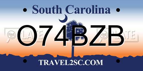 O74BZB South Carolina License Plate