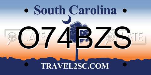 O74BZS South Carolina License Plate
