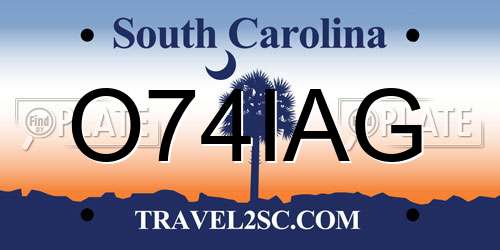 O74IAG South Carolina License Plate