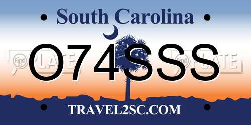 O74SSS South Carolina License Plate