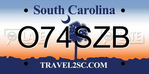 O74SZB South Carolina License Plate