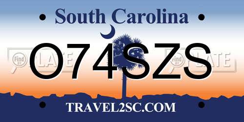O74SZS South Carolina License Plate